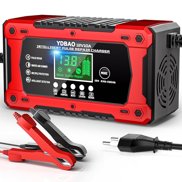 Cargador de batería de coche YDBAO de 10 A con pantalla LCD